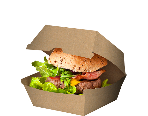 Burger Box Packaging Container Large Brown Kraft Castaway Food Packaging